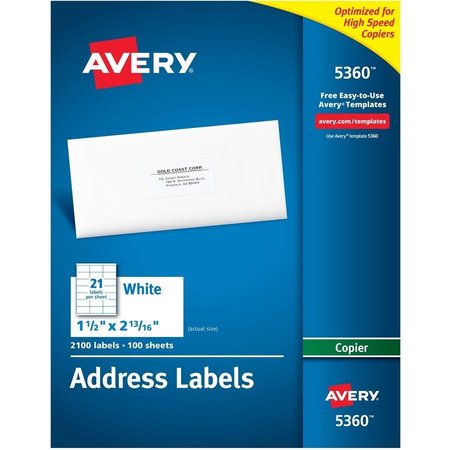 AVERY Label, Copier, 1.5X2.8, We 2100PK AVE5360